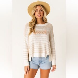 Vintage Havana Womens Open Knit Top Small Beach Coastal Boxy Neutral Resortwear